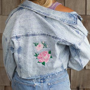 Floral Embroidered Jean Jacket